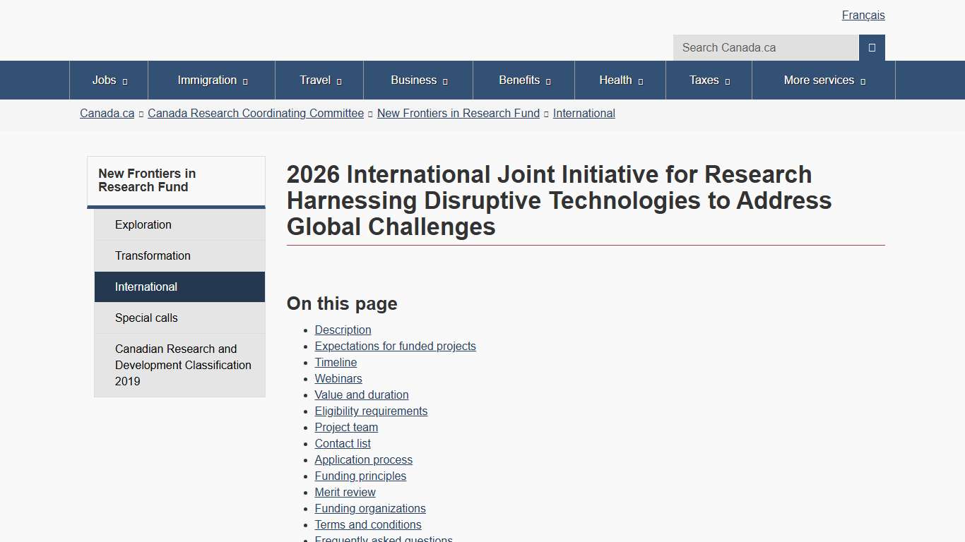 2026 International Joint Initiative for Research Harnessing Disruptive Technologies to Address Global Challenges